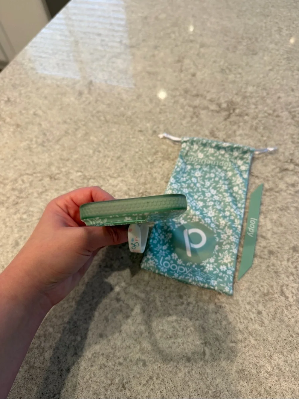 Loopy Mint Green Floral Phone Case with Matching Strap